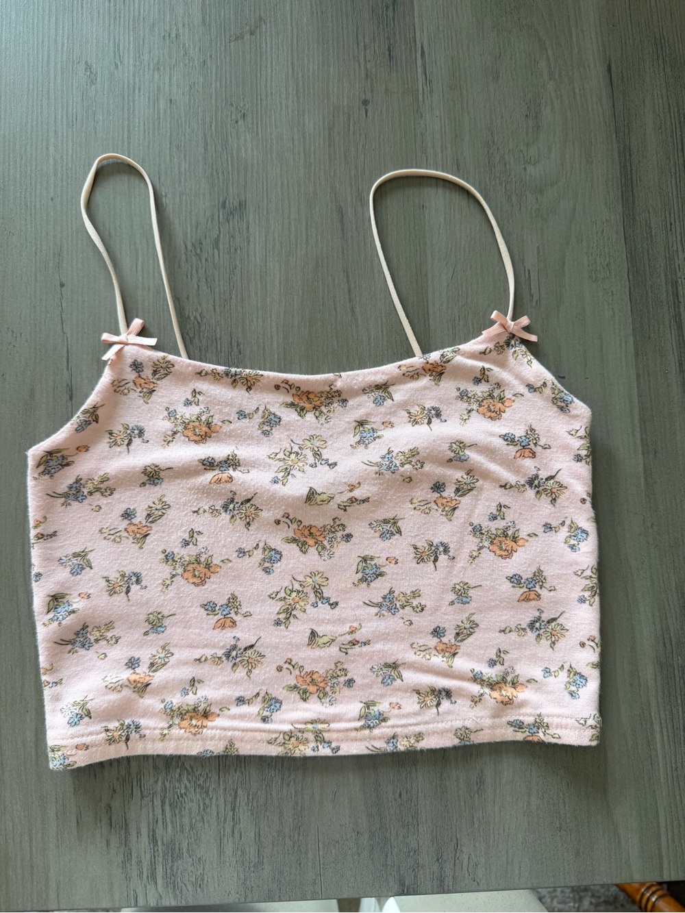 PacSun Floral Pink Cropped Cami Tank Top